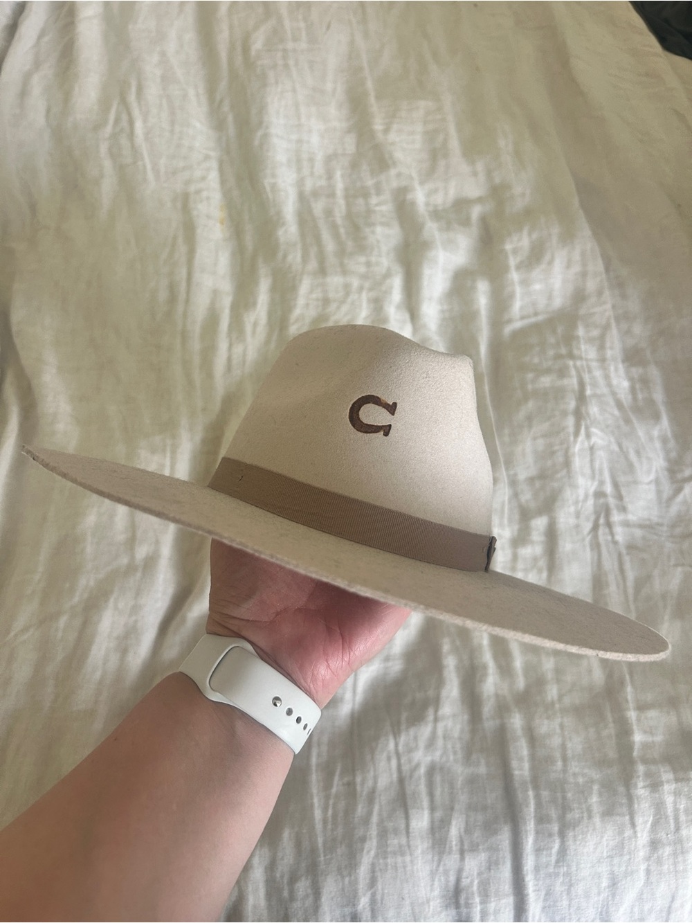 Charlie Horse Cream Wool Felt Rancher Western Hat | Tan Band | Size M